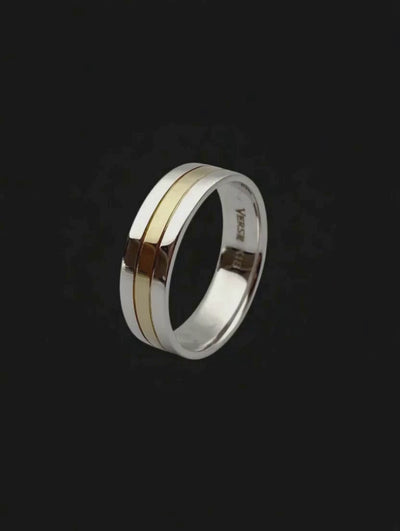 Aliança em Ouro Amarelo e Branco - 2 TONS 6,0 mm