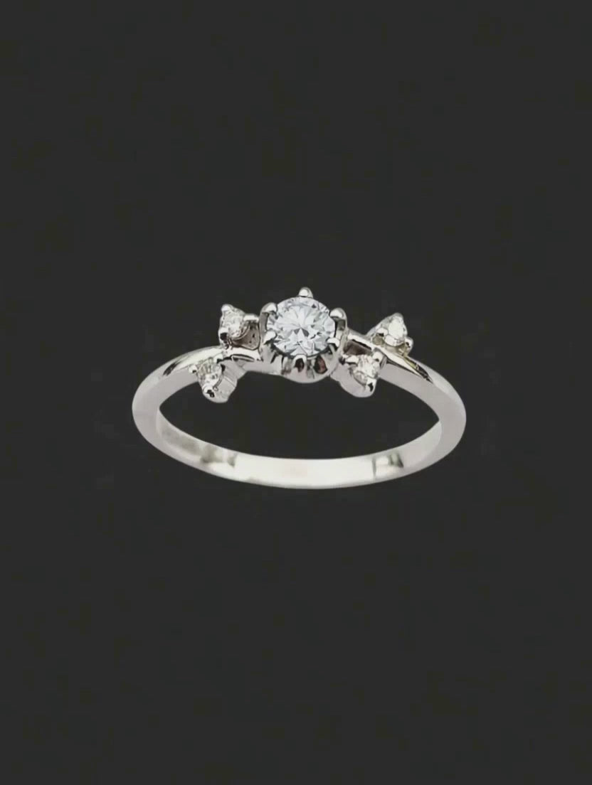 Anel Noivado de Diamantes, Ouro Branco, 25 pontos em Diamantes - IVY Diamantes
