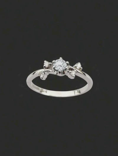 Anel Noivado de Diamantes, Ouro Branco, 25 pontos em Diamantes - IVY Diamantes