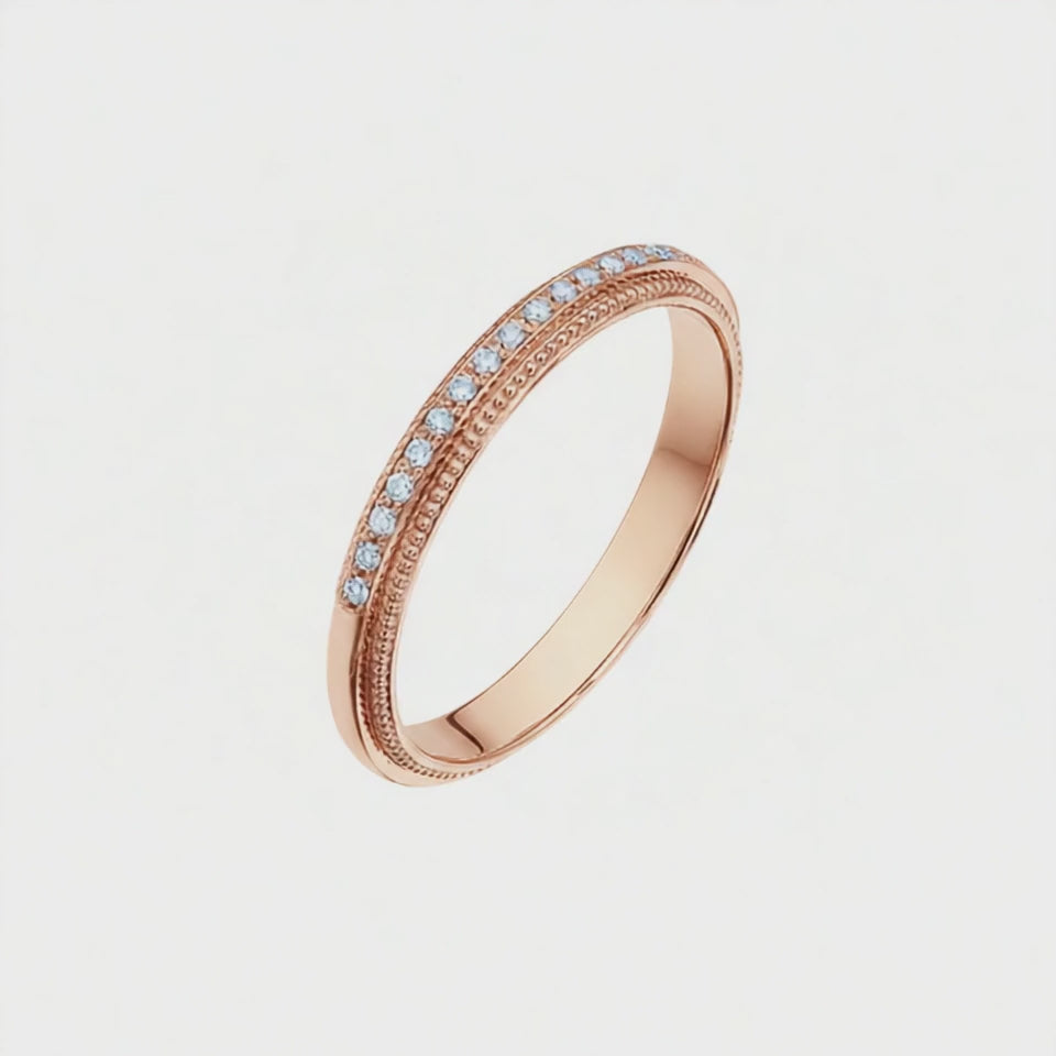 Meia Aliança Ouro Rosa de Diamantes (Trabalhada 4,0 mm)