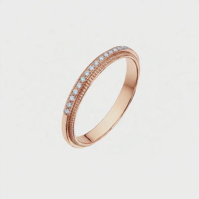 Meia Aliança Ouro Rosa de Diamantes (Trabalhada 4,0 mm)