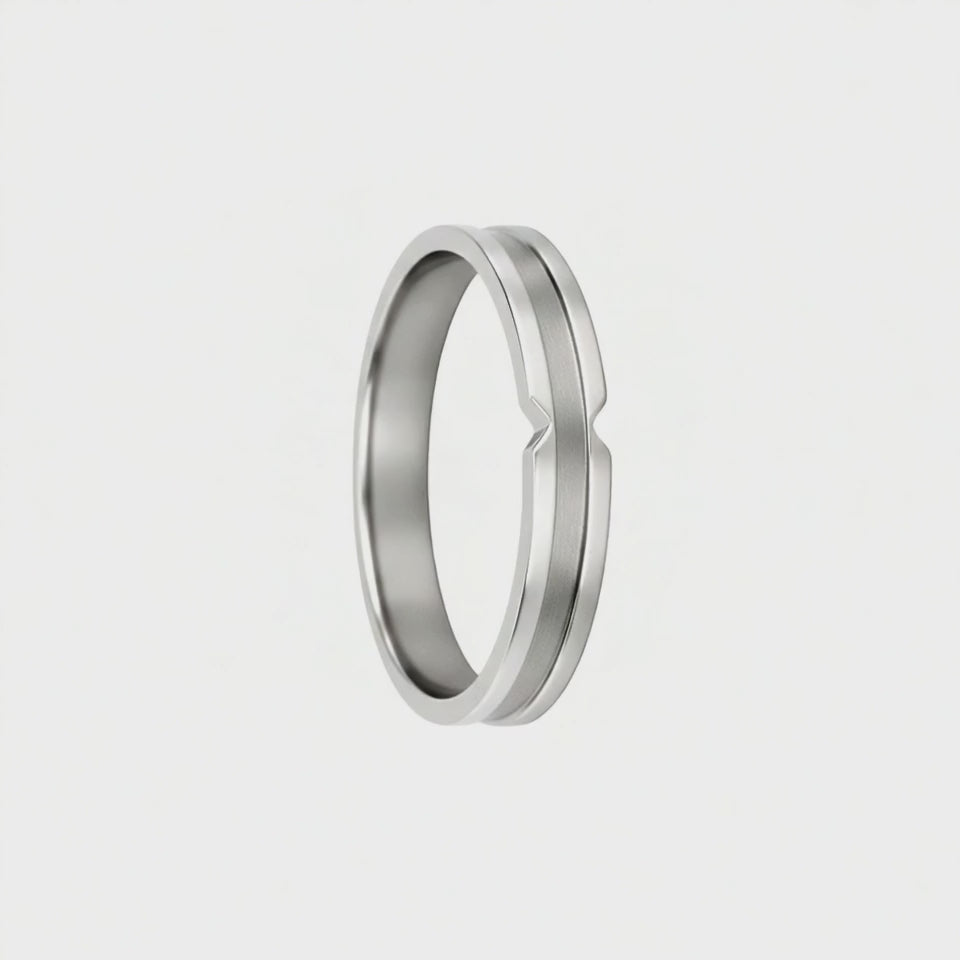 Aliança 4mm, Ouro Branco 18k, 2 Níveis - SAINTE-MAXIME