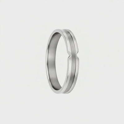 Aliança 4mm, Ouro Branco 18k, 2 Níveis - SAINTE-MAXIME