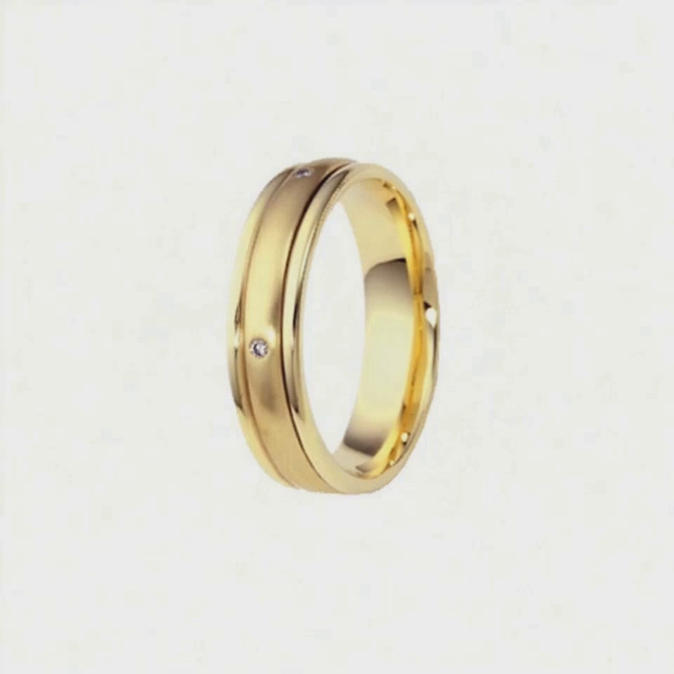 Aliança em Ouro Amarelo com Diamantes  - DOUBLE 5,0 mm