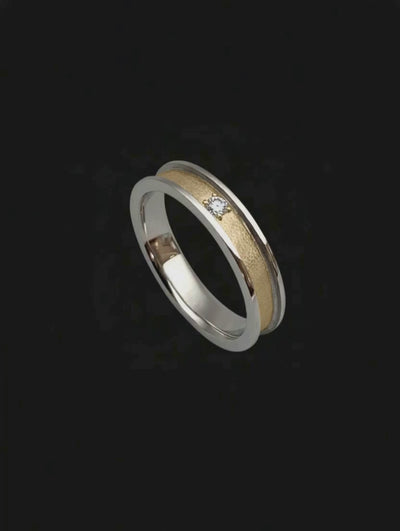 Aliança Ouro Branco e Amarelo - TURIM Diamante