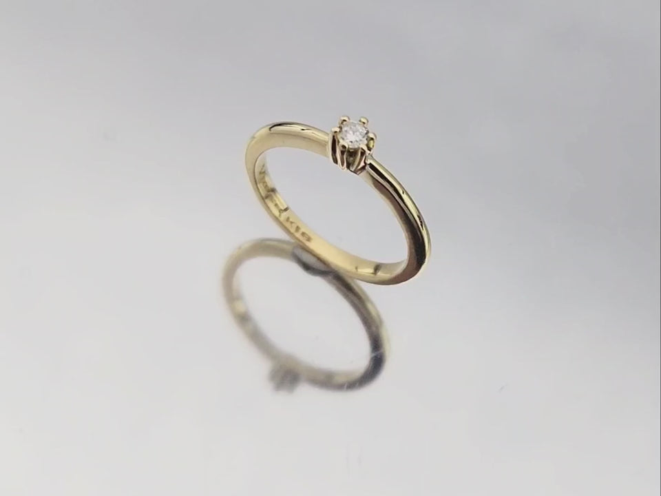 Anel de Noivado Ouro Amarelo - 6 Garras
