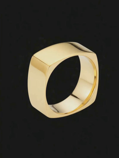 Anel Masculino Quadrado, Ouro Amarelo 8,0 mm - MADISON