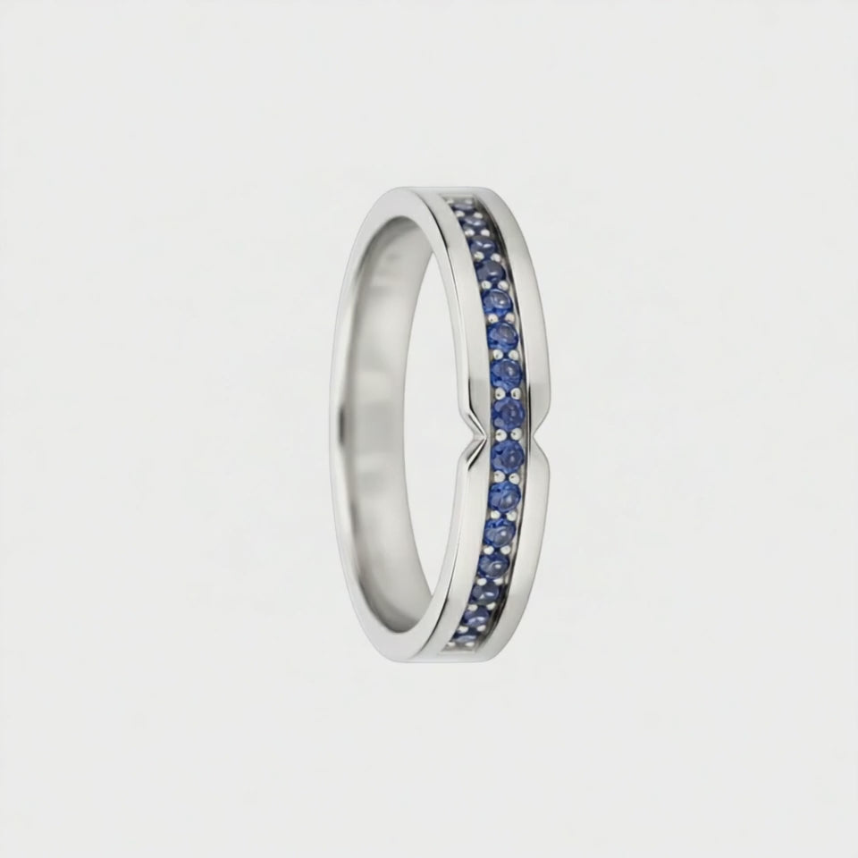 Anel de Safiras, Ouro Branco 18k, 4 MM - SAINTE-MAXIME