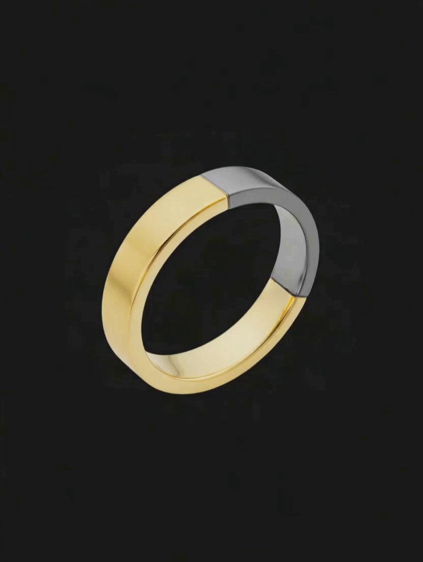 Anel Ouro Negro Paladinado e Amarelo - BLEND