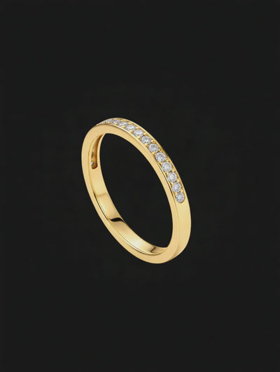 Meia Aliança de Diamantes Ouro Amarelo - INFINITO