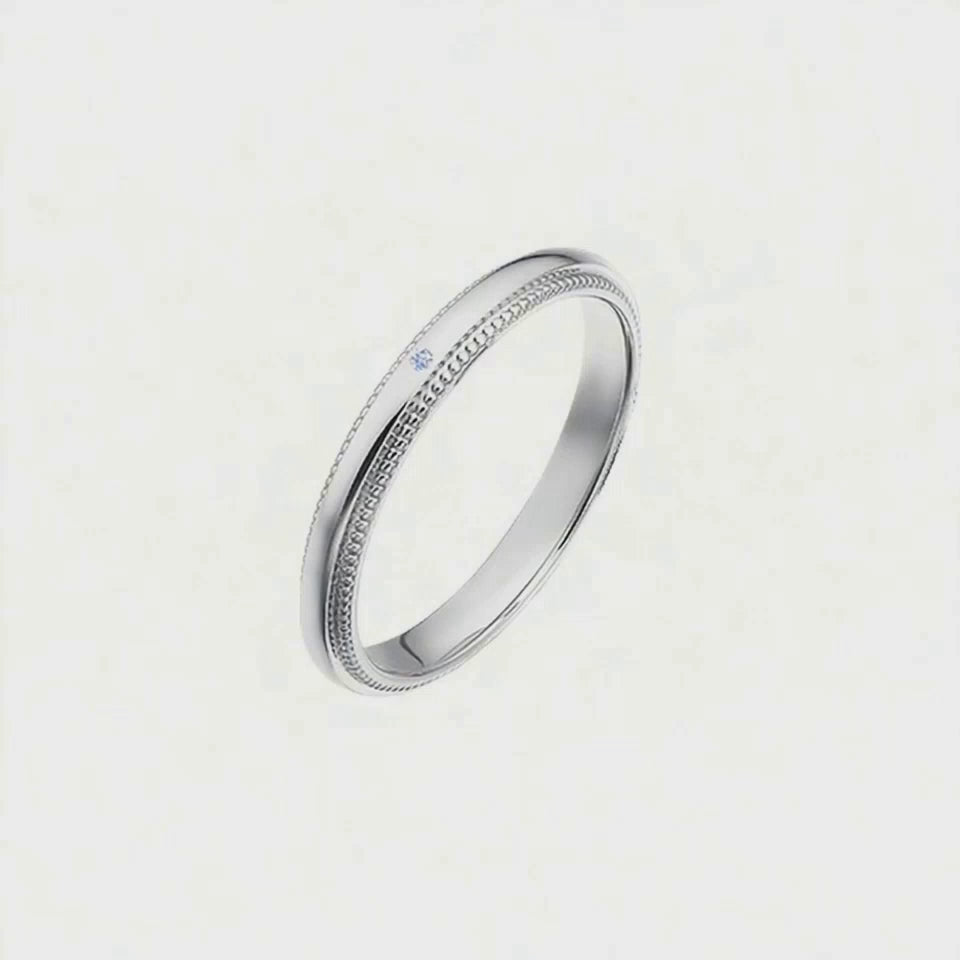Aliança Trabalhada Ouro Branco 4,0 mm (com Diamante)