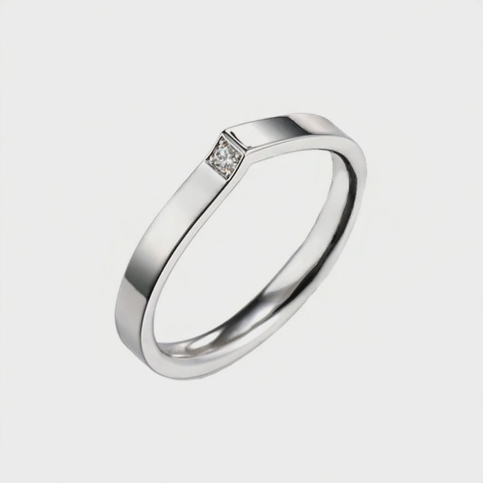 Aliança com Diamante em Ouro Branco - VERANO