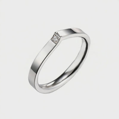 Aliança com Diamante em Ouro Branco - VERANO