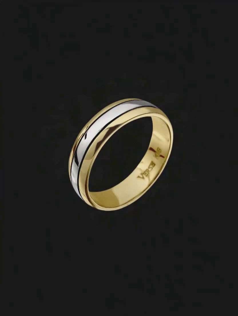 Aliança em Ouro Amarelo e Branco - FRISSON 5,5 mm
