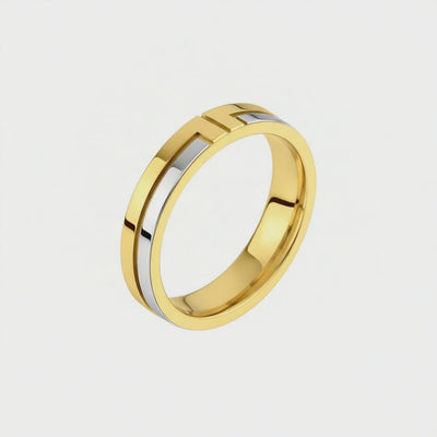 Aliança Reta Ouro Amarelo e Ouro Branco - QUANTUM 4,0 mm