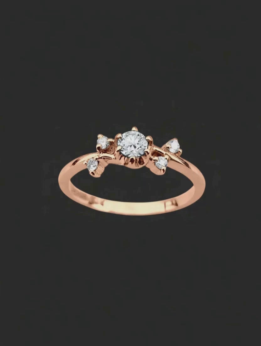 Anel Noivado de Diamantes, Ouro Rosa, 25 pontos em Diamantes - IVY Diamantes
