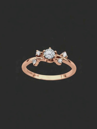 Anel Noivado de Diamantes, Ouro Rosa, 25 pontos em Diamantes - IVY Diamantes