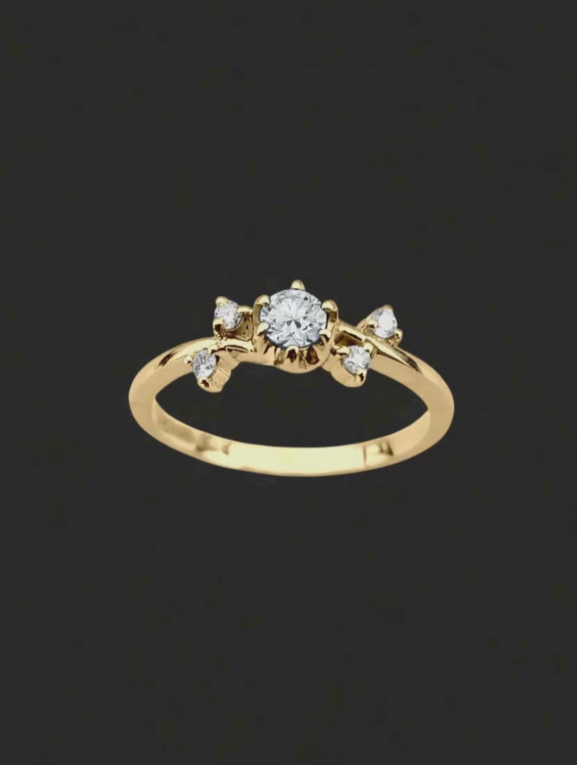 Anel Noivado de Diamantes, Ouro Amarelo, 25 pontos em Diamantes - IVY Diamantes