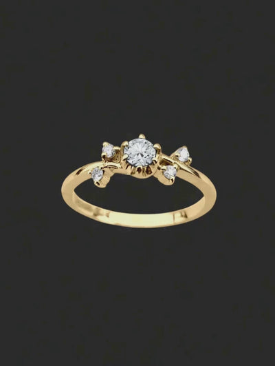 Anel Noivado de Diamantes, Ouro Amarelo, 25 pontos em Diamantes - IVY Diamantes