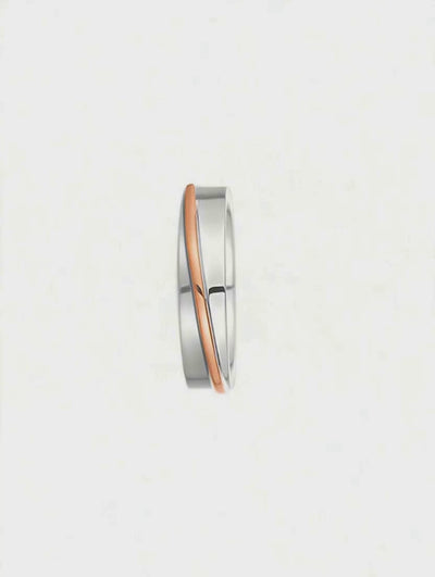 Aliança de Casamento Ouro Branco com Fio de Ouro Rosé - ARC