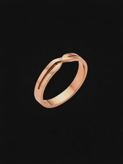 Aliança INFINITO de Ouro Rosé com Diamante