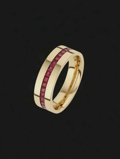 Meia Aliança em Ouro Amarelo - PRINCESS RUBI