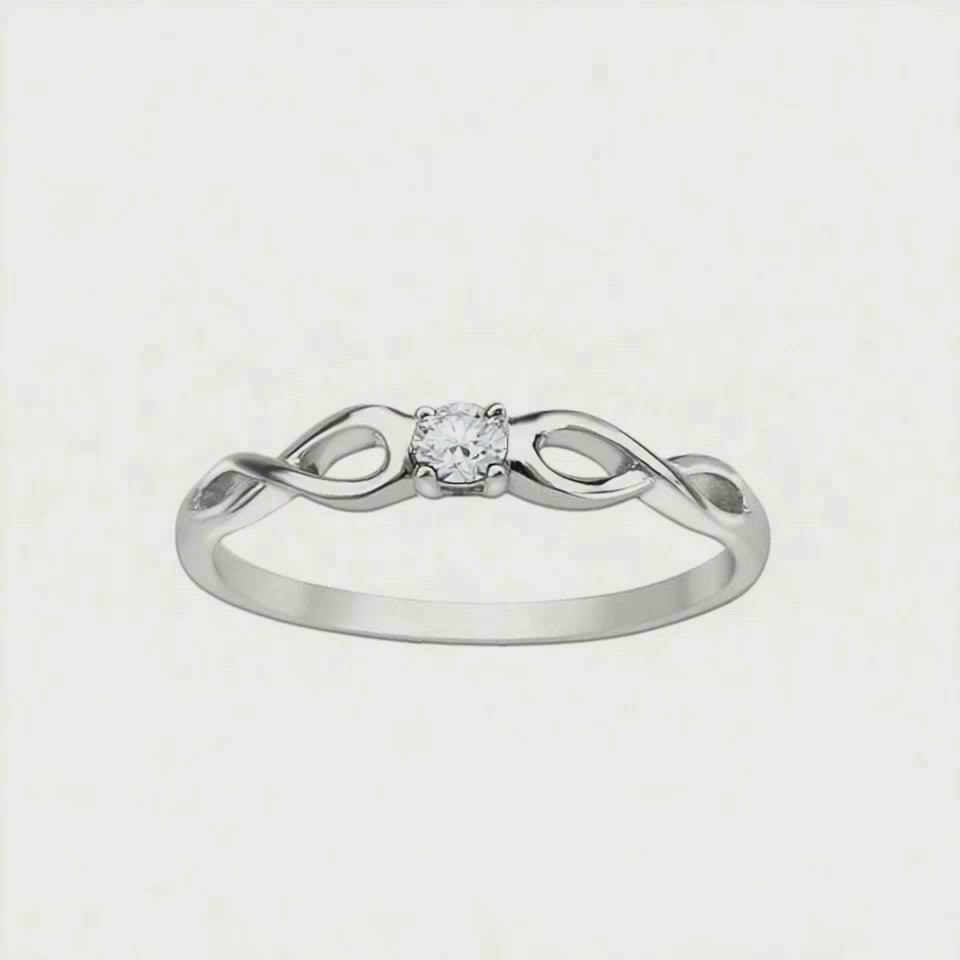 Anel Solitário Diamante 7 pontos, Ouro Branco, Aro Entrelaçado - VERSAILLES Extended