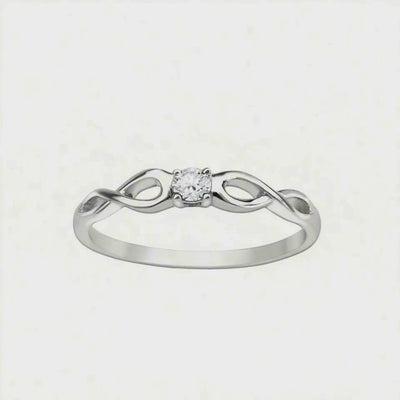 Anel Solitário Diamante 7 pontos, Ouro Branco, Aro Entrelaçado - VERSAILLES Extended