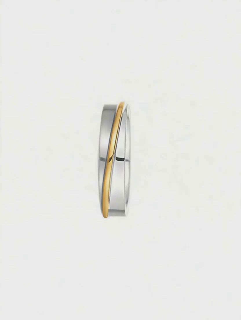 Aliança de Casamento Ouro Branco com Fio de Ouro Amarelo - ARC