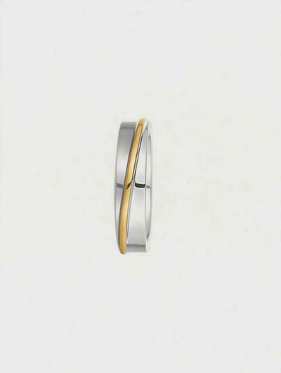 Aliança de Casamento Ouro Branco com Fio de Ouro Amarelo - ARC