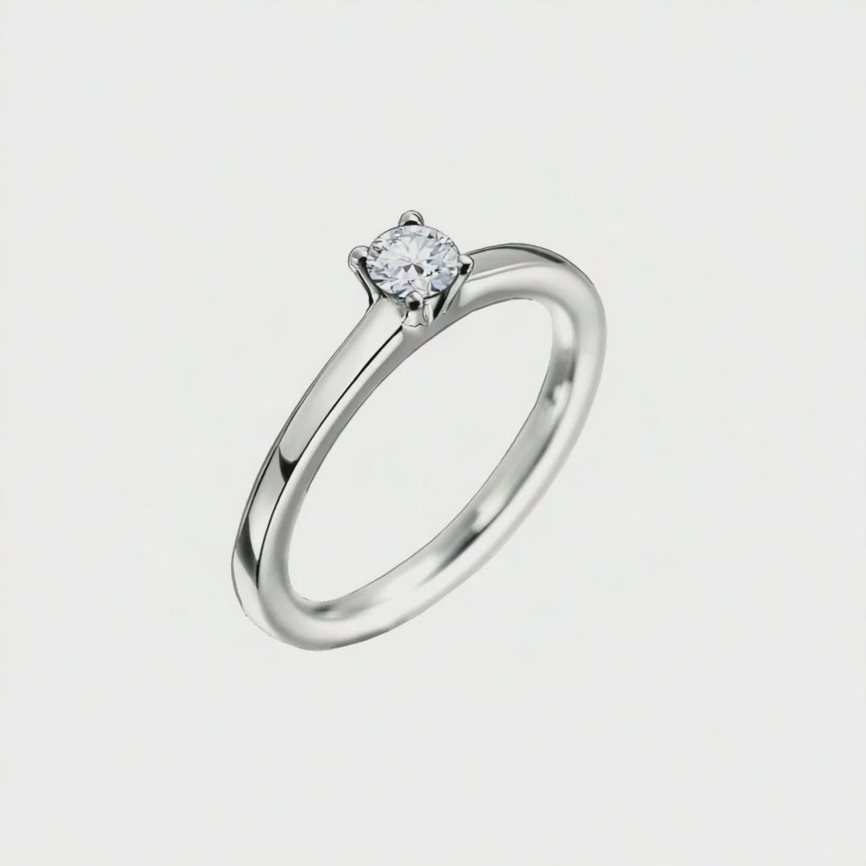 Anel Solitário Diamante de  20 pontos, 4 Garras em Ouro Branco - PROPOSE