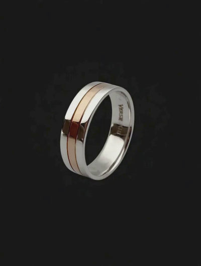 Anel Masculino Ouro Rosa e Branco - 2 TONS 6,0 mm