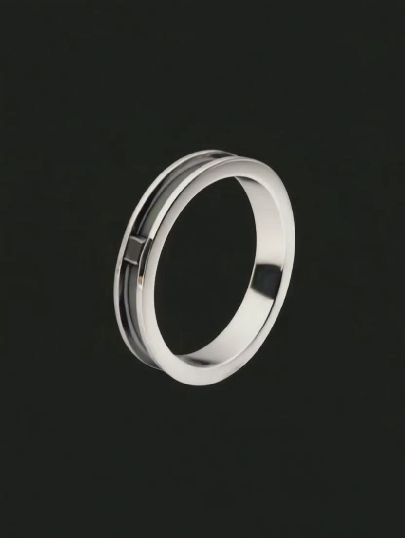 Anel Masculino Ouro Branco e Ouro Negro - MERIDIAN