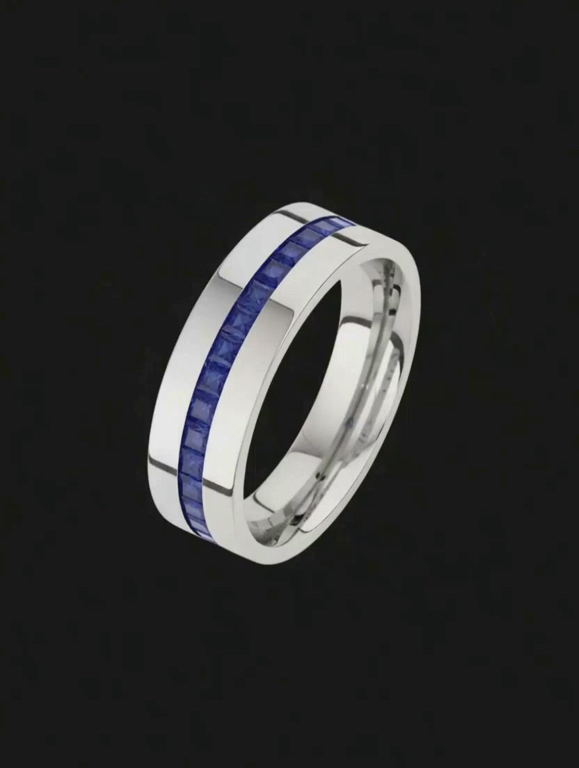 Meia Aliança em Ouro Branco - PRINCESS AZUL