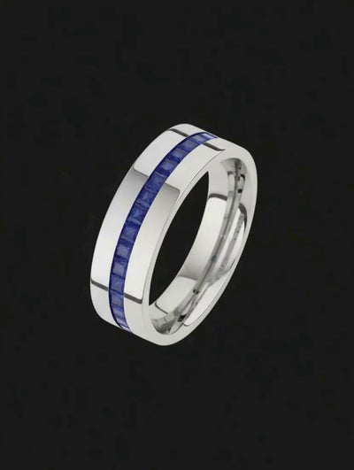 Meia Aliança em Ouro Branco - PRINCESS AZUL