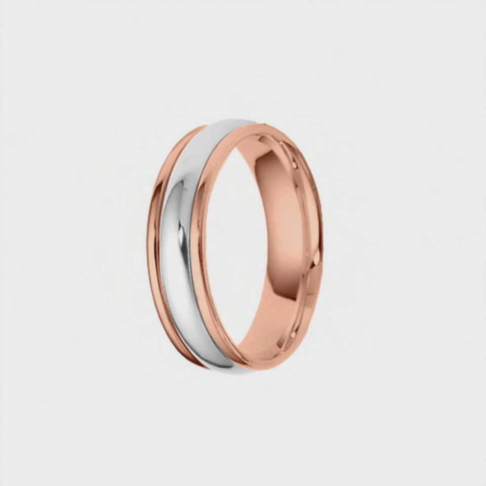 Aliança em Ouro Rosa e Branco - DOUBLE 5,5 mm