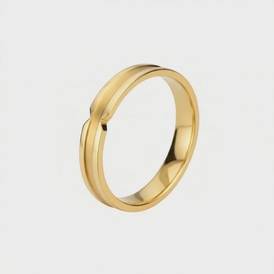 Aliança 4mm, Ouro Amarelo 18k, 2 Níveis - SAINTE-MAXIME