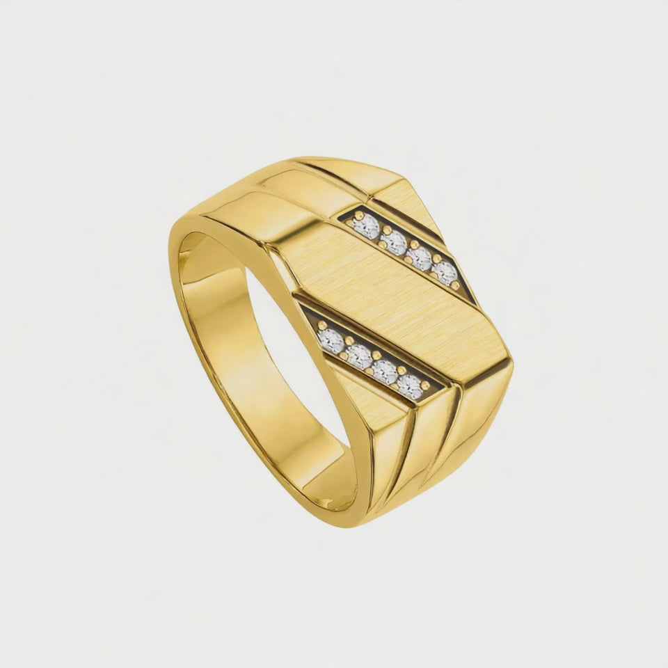 Anel Masculino Ouro Amarelo com Diamantes (OSKAR XL)