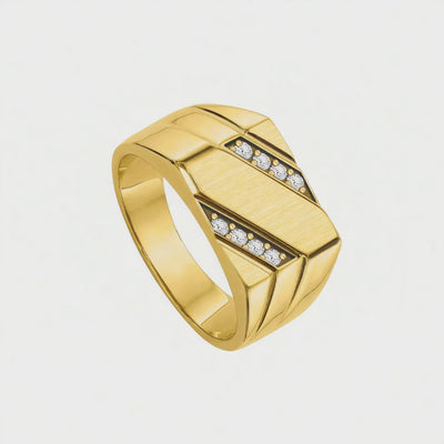 Anel Masculino Ouro Amarelo com Diamantes (OSKAR XL)