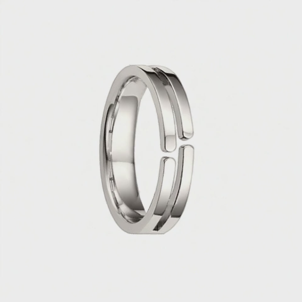 Anel Reto e Vazado, Ouro Branco, 4 mm - ETERNITY Vazado
