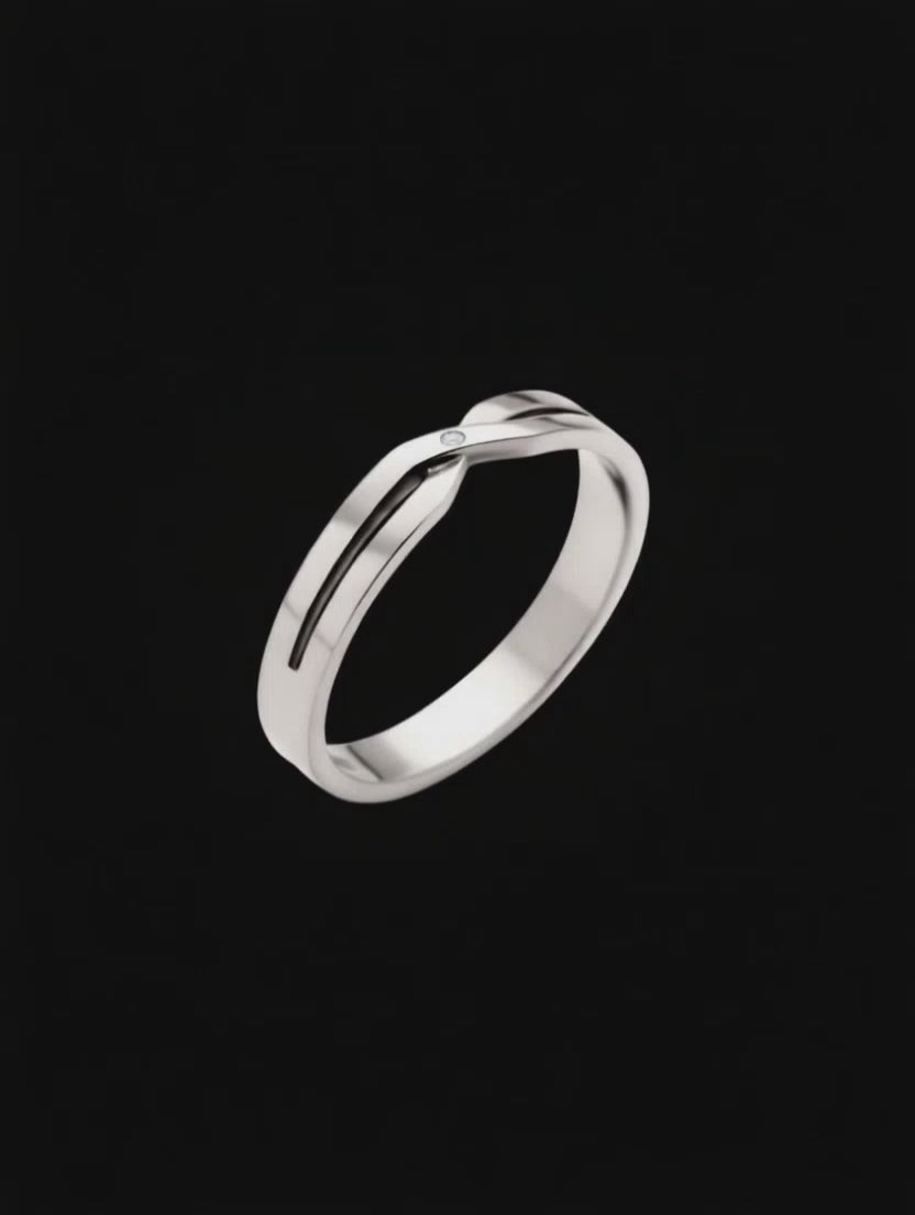 Aliança INFINITO de Ouro Branco com Diamante