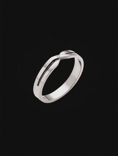 Aliança INFINITO de Ouro Branco com Diamante