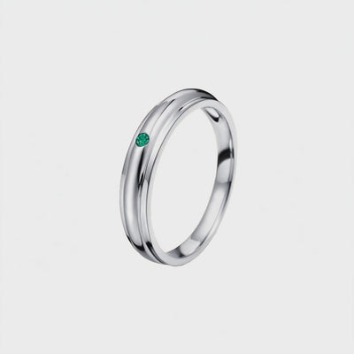 Anel Ouro Branco com Esmeralda Verde - DUBLIN