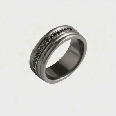Anel Masculino Ouro Negro e Diamantes Negros (BRISTOL)
