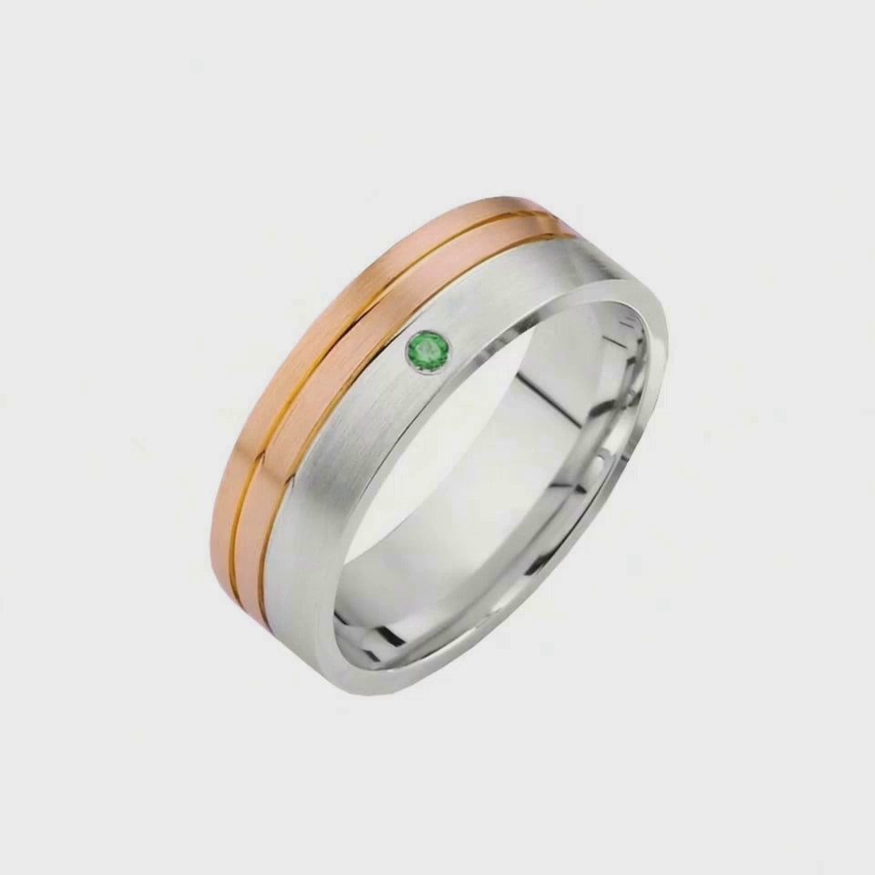 Anel Masculino Ouro Rosa e Branco (MILANO)