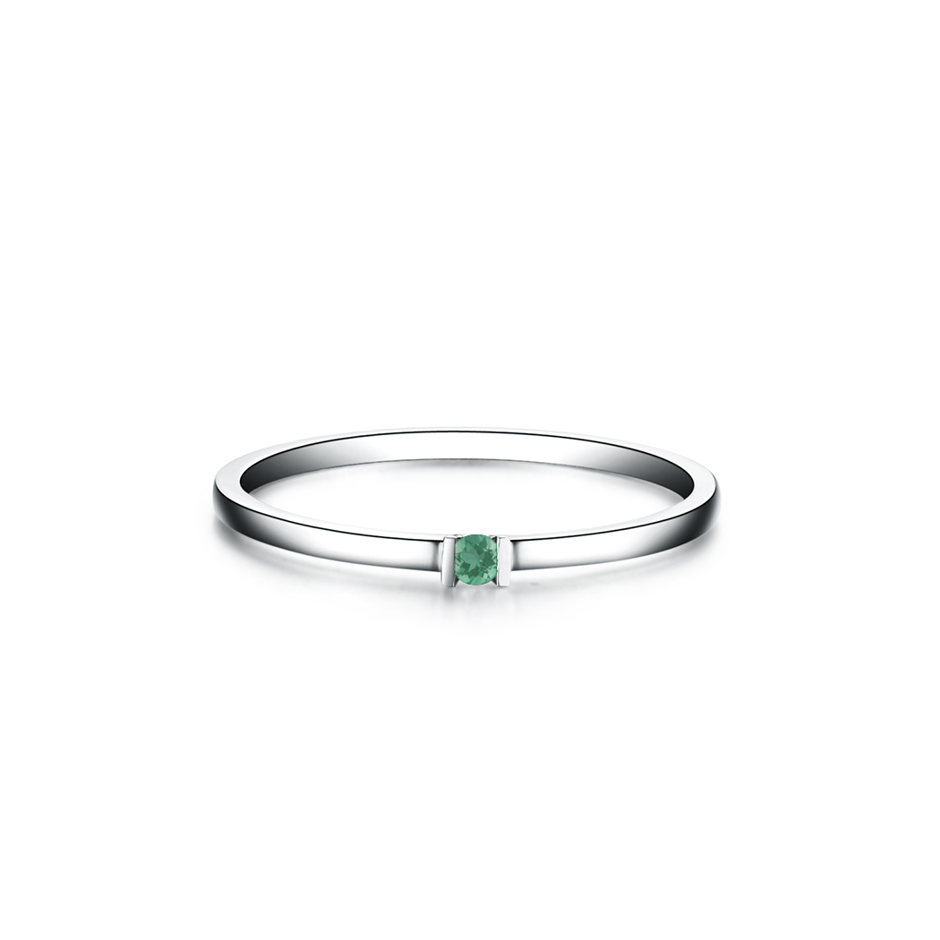 anel formatura ouro branco, esmeralda verde