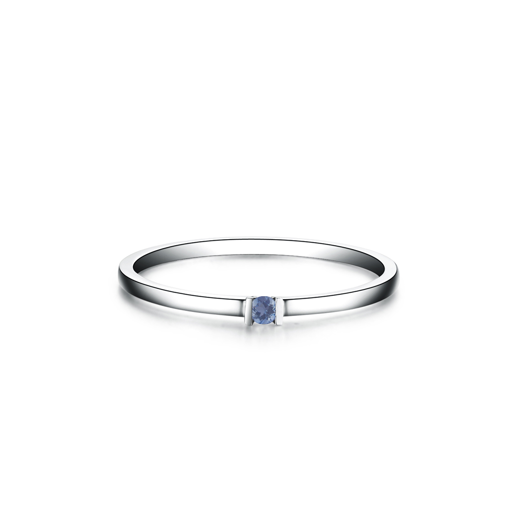 anel formatura safira azul, fino, ouro 750