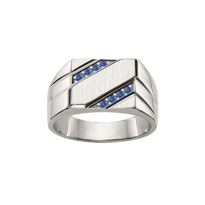 anel masculino com safiras azuis, ouro branco