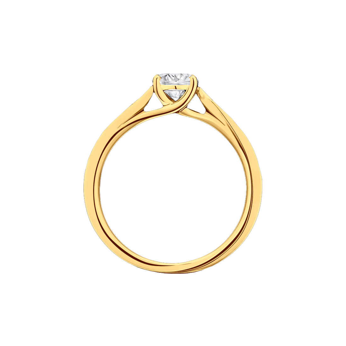 Anel Solitário Ouro Amarelo, Diamante 40 pontos e Diamantes Laterais - ESPECIAL SOLITARIOS