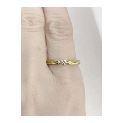 Anel Solitário em Ouro Amarelo, 12 Pontos de Diamantes - APRIL
